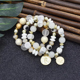 Multilayer Irregular Beads Bracelet Bohemia Stone Pearl Coin