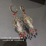 Vintage Palace Zircon Tassel Earrings Silver Bird Jewelry