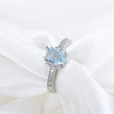 Micro-Inlaid Zircon Sapphire Ring Female Cross-Border Jewelry