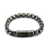 Men's Punk Retro Square Pearl Bracelet Titanium Steel Small Jewelry