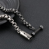 Men's Titanium Steel Square Pearl Bracelet Retro Punk Jewelry