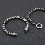 Men's Titanium Steel Square Pearl Bracelet Retro Punk Jewelry