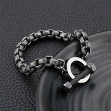 Men's Punk Retro Square Pearl Bracelet Titanium Steel Small Jewelry