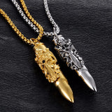 Dragon Sword Bullet Pendant Men's Necklace