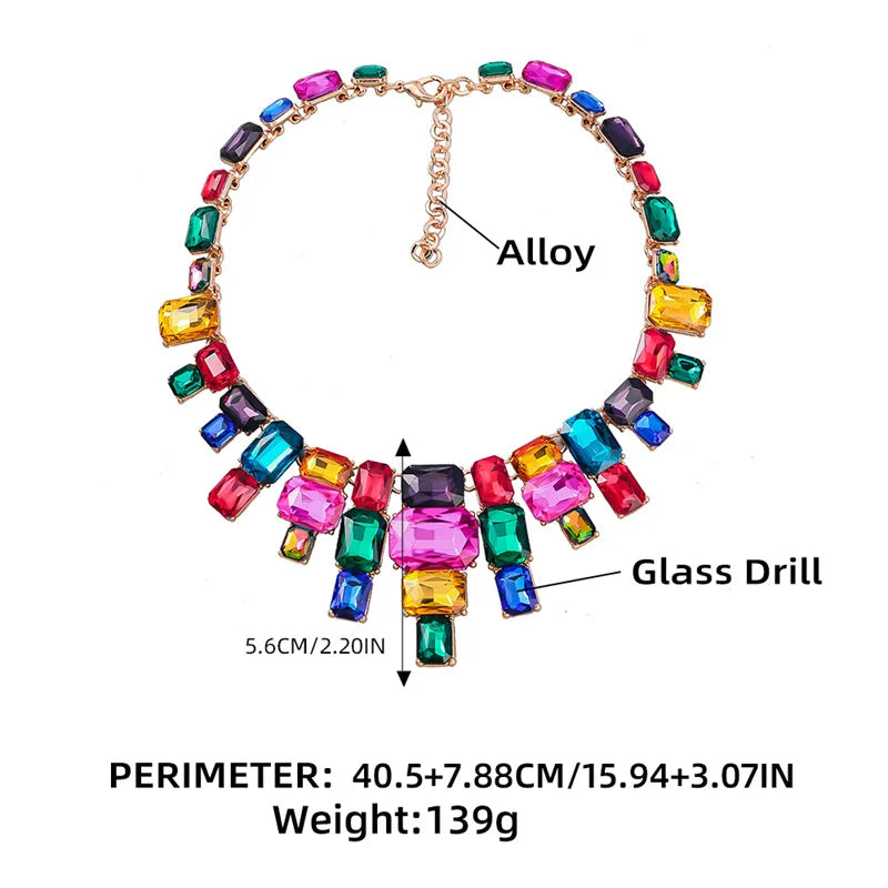 Exaggerated Diamond Alloy Chain Necklace for Women