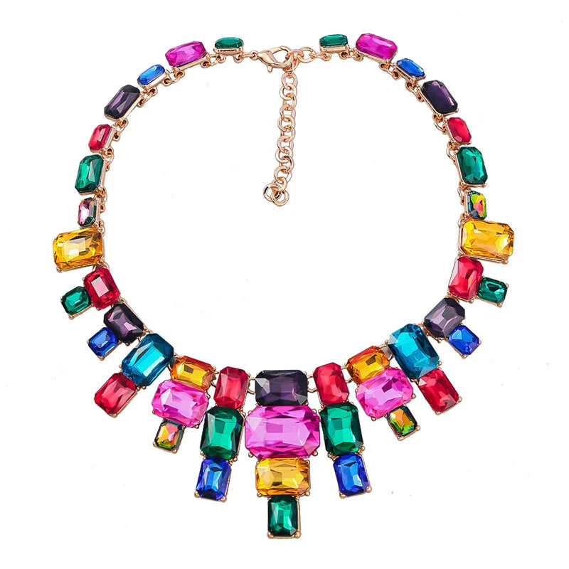 Exaggerated Diamond Alloy Chain Necklace for Women
