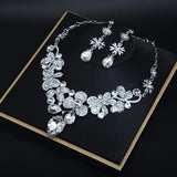 Exaggerated Gemstone Necklace Earrings Set for Evening Dress