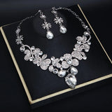 Exaggerated Gemstone Necklace Earrings Set for Evening Dress