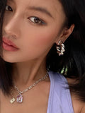 Metal Retro Twist Braided Circle Earrings French Ancient Ear Studs