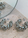 Metal Retro Twist Braided Circle Earrings French Ancient Ear Studs