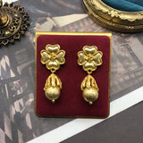 Exaggerated Pearl Long Earrings Women Retro Hoop Earrings