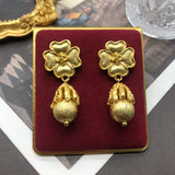 Exaggerated Pearl Long Earrings Women Retro Hoop Earrings