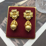 Exaggerated Pearl Long Earrings Women Retro Hoop Earrings