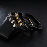 Men's Stainless Steel Bracelet with Woven Leather