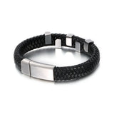 Men's Stainless Steel Bracelet with Woven Leather