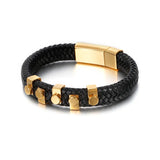Woven Leather Men's Stainless Steel Bracelet