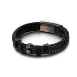 Woven Leather Men's Stainless Steel Bracelet