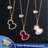 S925 Sterling Silver Red Agate Necklace with Rose Diamond Fritillaria Chain