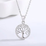 Sterling Silver 925 Tree of Life Necklace Earring Set