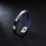 Men's Stainless Steel Leather Bracelet European and American Business Wind