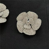 Full Diamond Rose Petals Ear Stud - Elegant Net Red Diamond