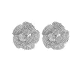 Full Diamond Rose Petals Ear Stud - Elegant Net Red Diamond