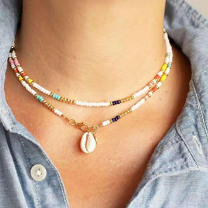 Bohemian Colorful Rice Bead Necklace Shell Necklace Female