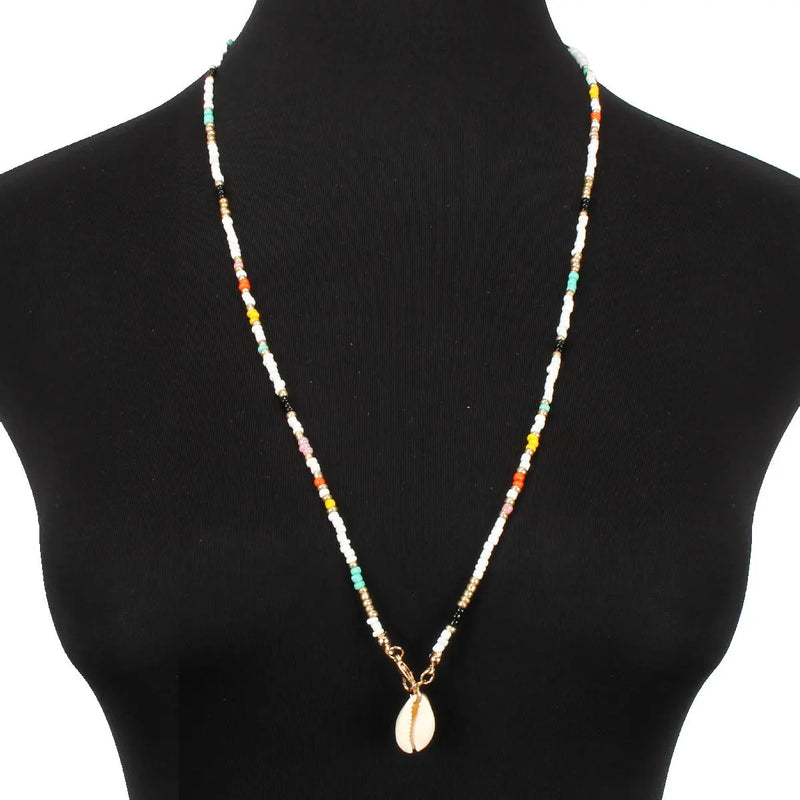 Bohemian Colorful Rice Bead Necklace Shell Necklace Female