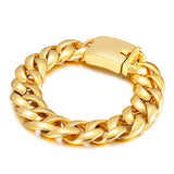 European & American Golden Titanium Steel Hip-Hop Men's Bracelet