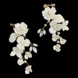 Ceramic Flower Rhinestone Earrings for Wedding
