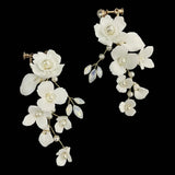 Ceramic Flower Rhinestone Earrings for Wedding