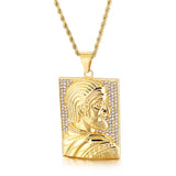 Inlaid Stone King Head Pendant Titanium Steel Men's Jewelry