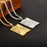 Inlaid Stone King Head Pendant Titanium Steel Men's Jewelry