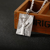 Inlaid Stone King Head Pendant Titanium Steel Men's Jewelry