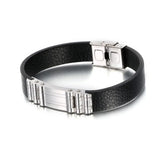Men's Leather Bracelet Stainless Steel Motorcycle Design