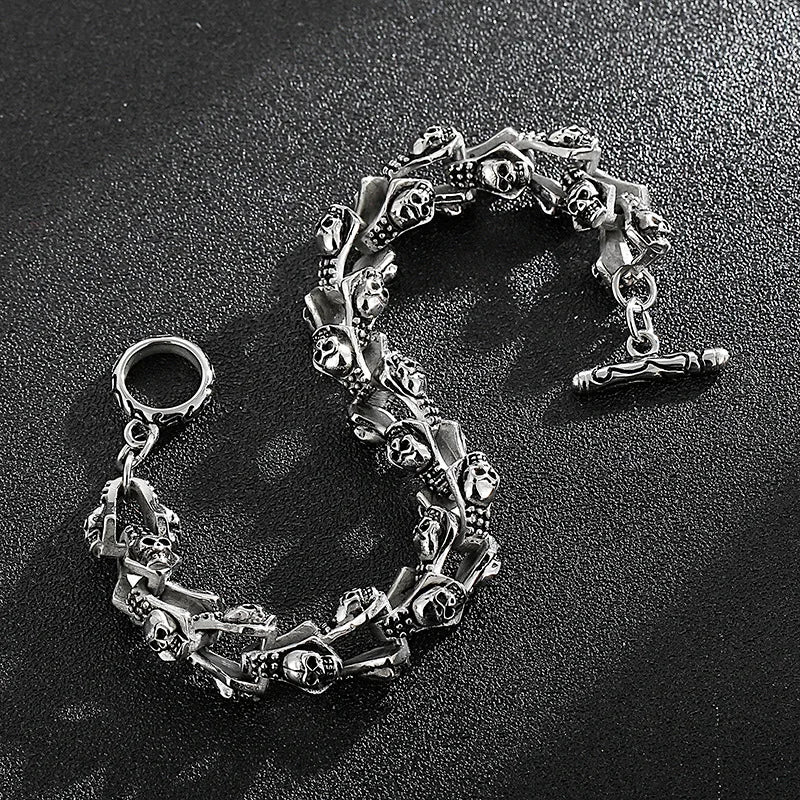Men's Punk Skull Casting Stainless Steel Bracelet