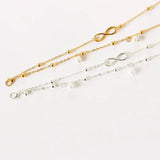 Retro Pearl Ankle Bracelet Hand-Beaded Double Strand Jewelry