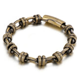 Retro Bronze Oval Stainless Steel Men's Bracelet