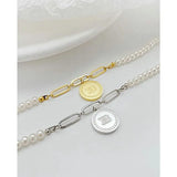 Pearl Bracelet Letter B Stainless Steel Bracelet