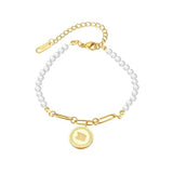 Pearl Bracelet Letter B Stainless Steel Bracelet