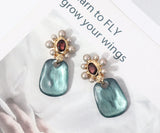 Retro Oil Nail Cover Shape Pearl Ear Clip