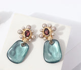 Retro Oil Nail Cover Shape Pearl Ear Clip