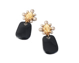 Retro Oil Nail Cover Shape Pearl Ear Clip