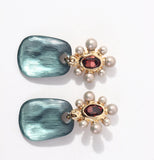 Retro Oil Nail Cover Shape Pearl Ear Clip