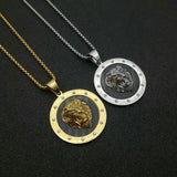 Stainless Steel Flame Pattern Lion Head Pendant