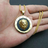 Stainless Steel Flame Pattern Lion Head Pendant