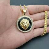 Stainless Steel Flame Pattern Lion Head Pendant