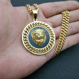 Stainless Steel Flame Pattern Lion Head Pendant