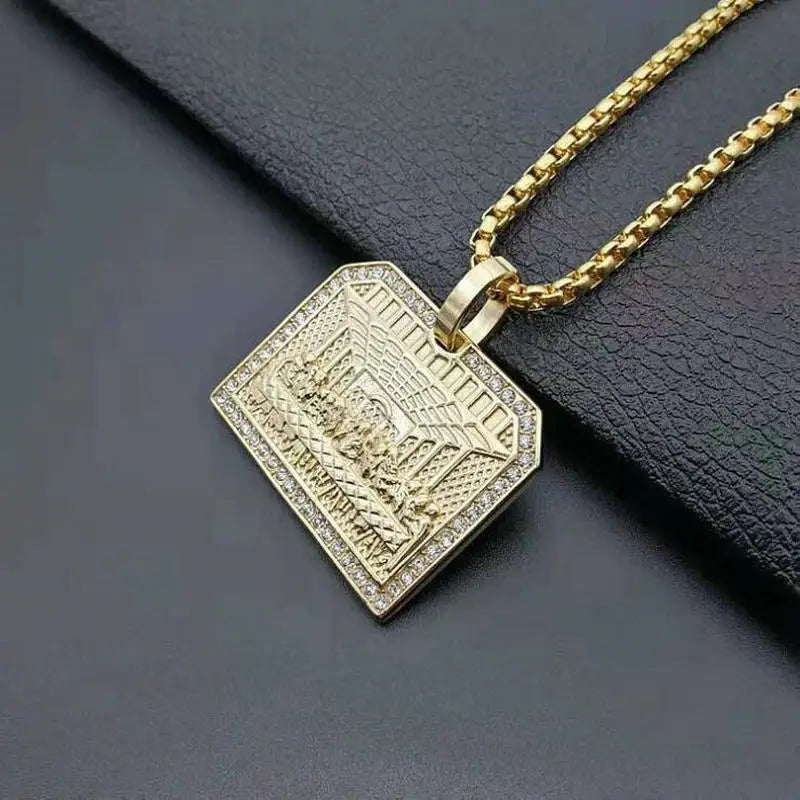 Hip-hop Stainless Steel Gold-Plated Rhinestone Last Supper Pendant