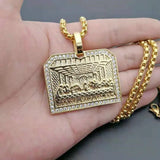 Hip-hop Stainless Steel Gold-Plated Rhinestone Last Supper Pendant